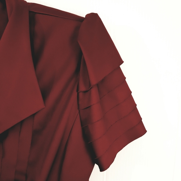 JS Collections Burgundy Buttons Down Blouse Size12 - Picture 4 of 7